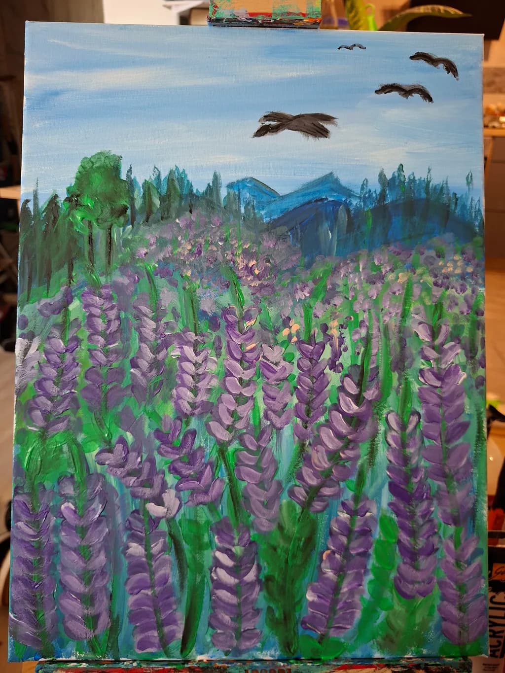 Mountain Field with Purple Flowers