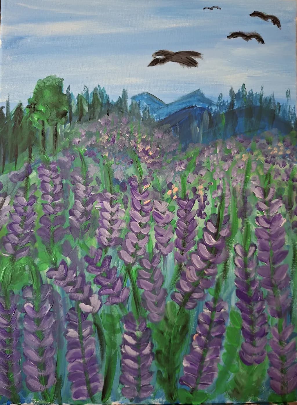 Lavender Field Mountains