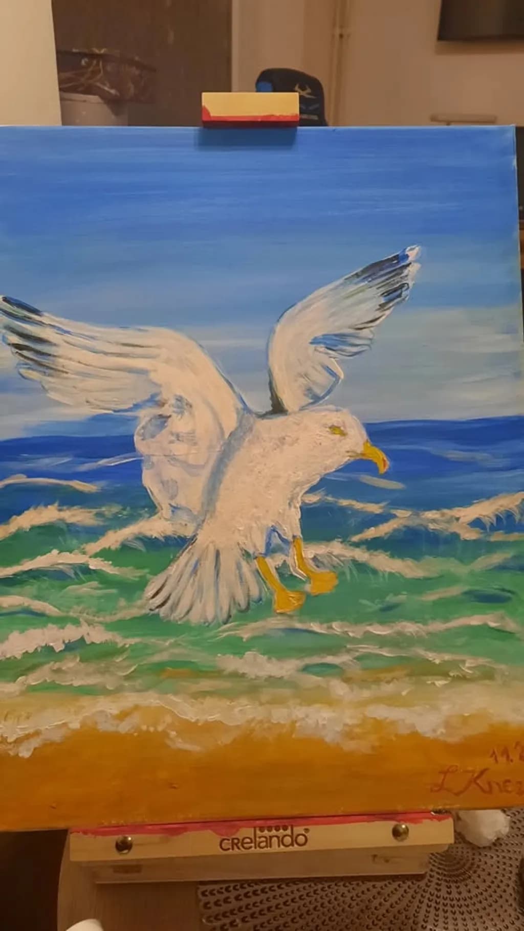 Seagull Over Ocean Waves