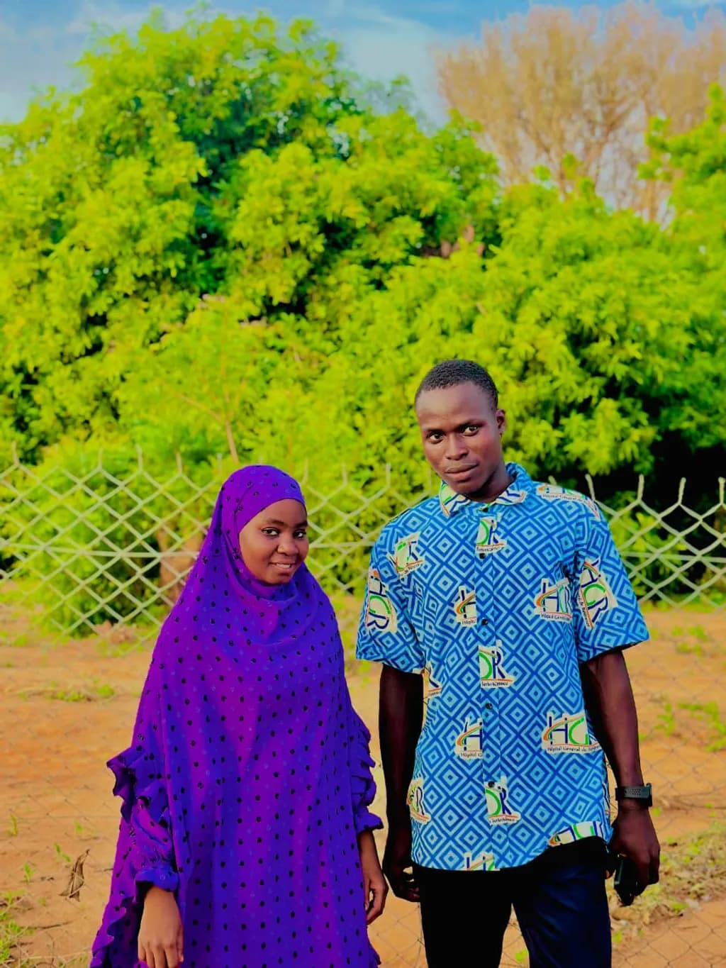 Couple in Patterned Attire