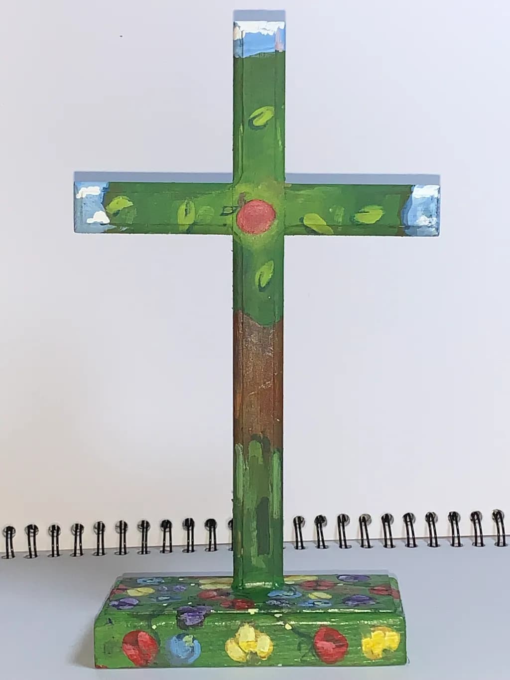 Painted Cross with Flowers