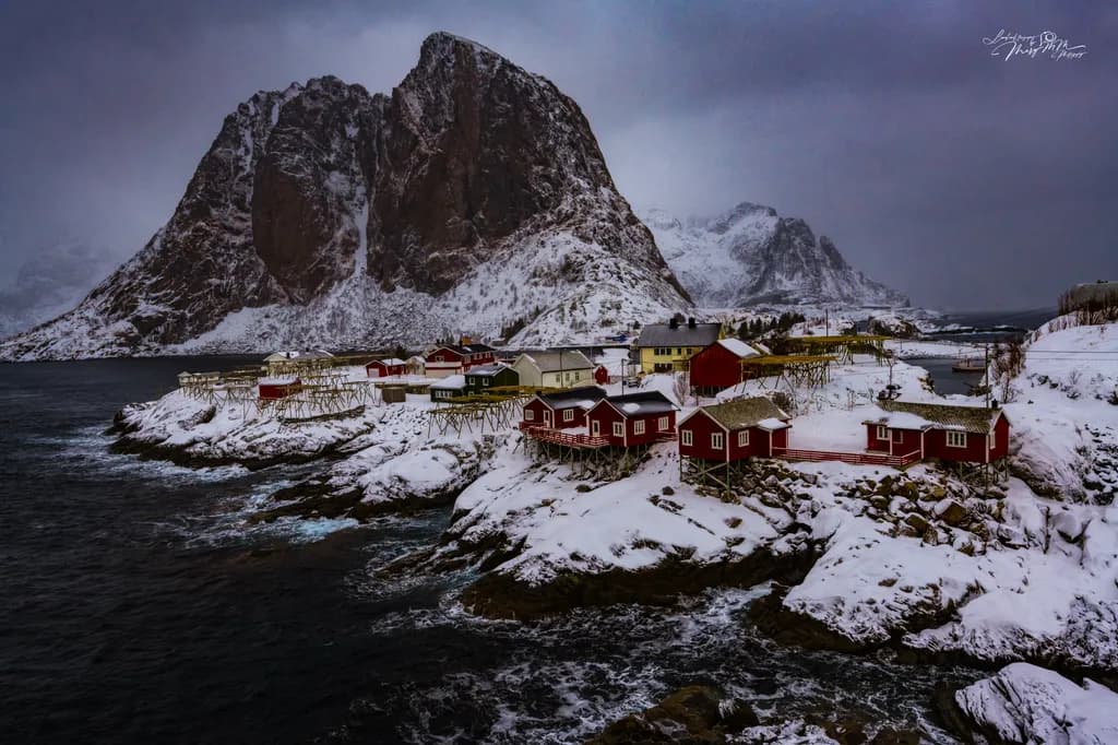 Snowbound Coastal Village