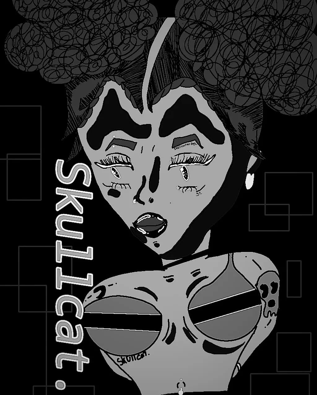Abstract Figure with Skull Motif