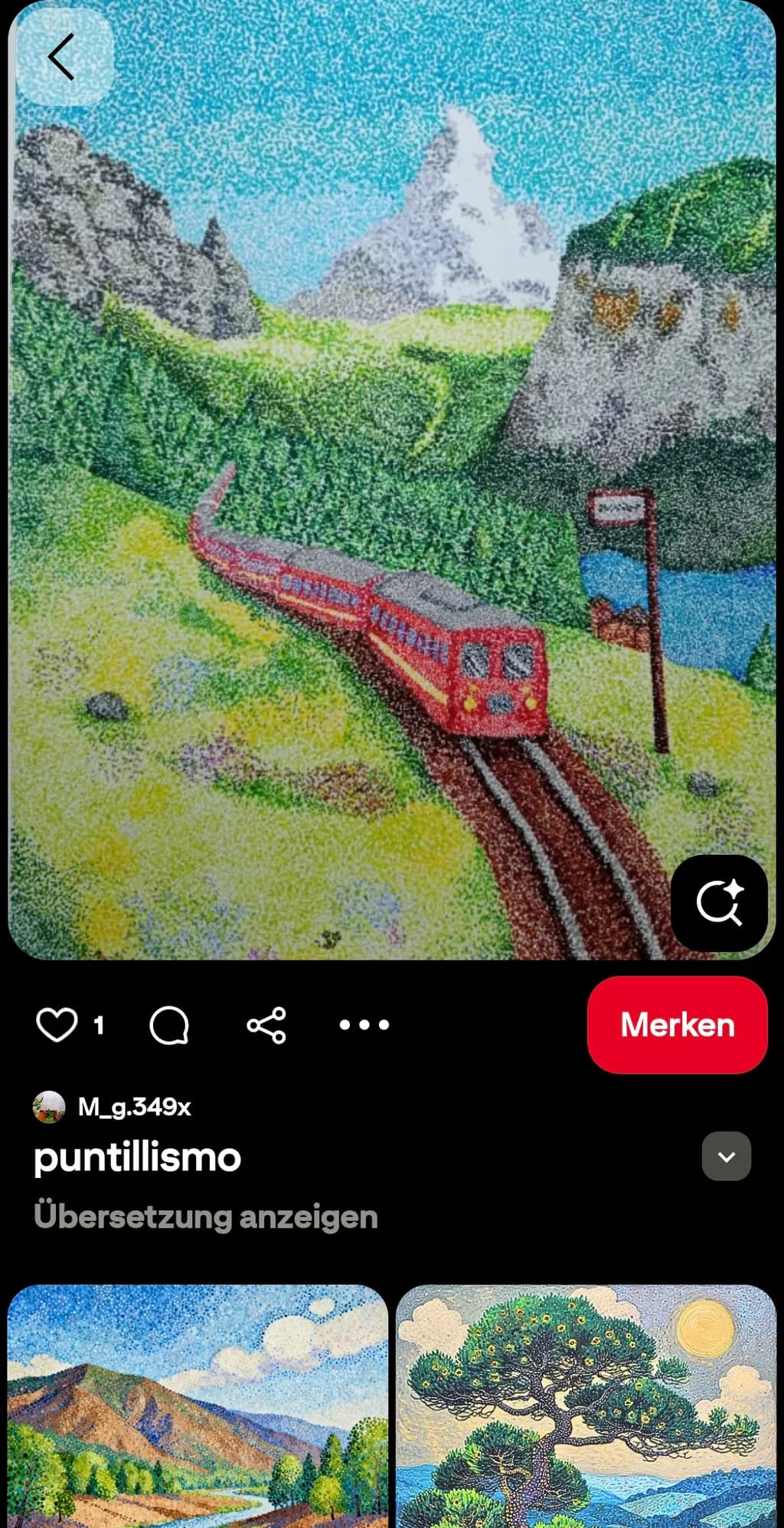 Pointillist Mountain Train