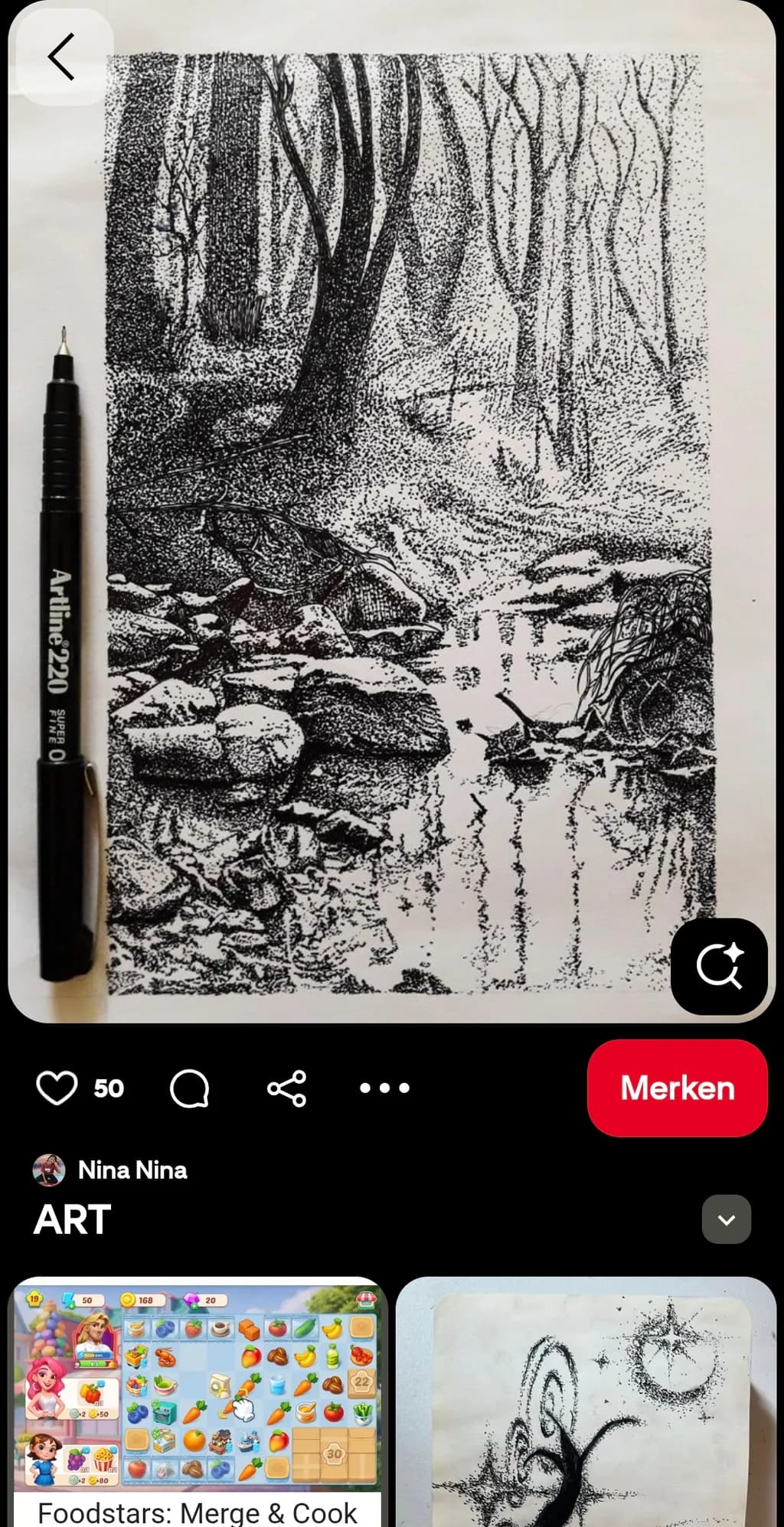 Ink Forest Stream and Rocks