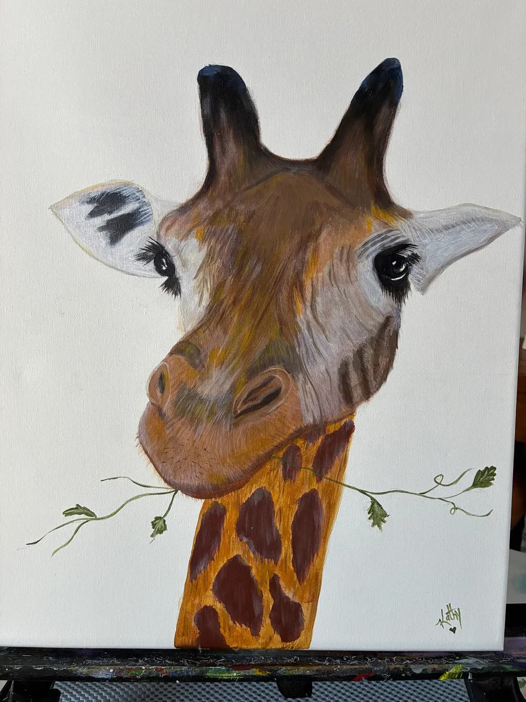 Giraffe with Leaves