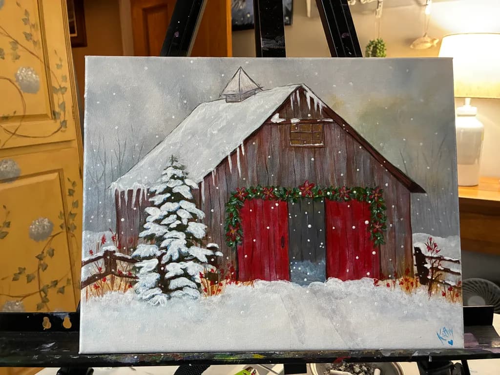 Snowy Barnyard Scene