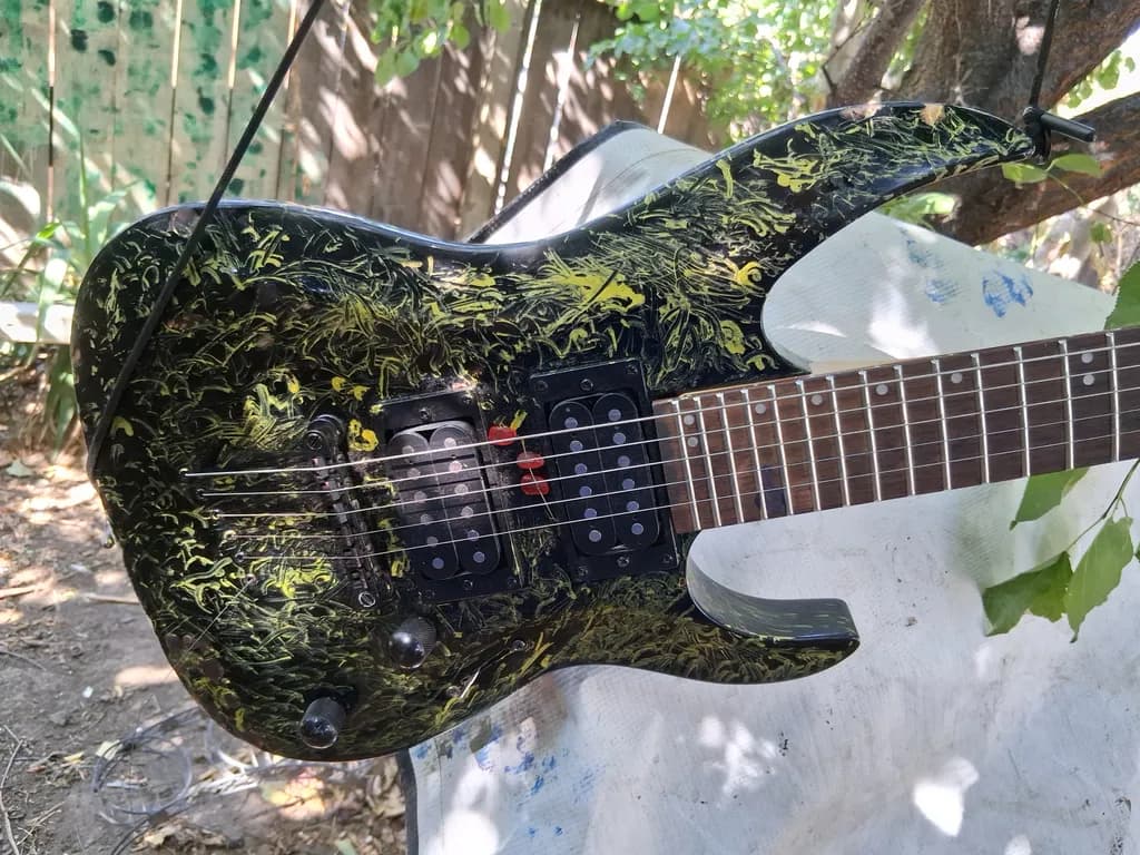 Patterned Black Electric Guitar