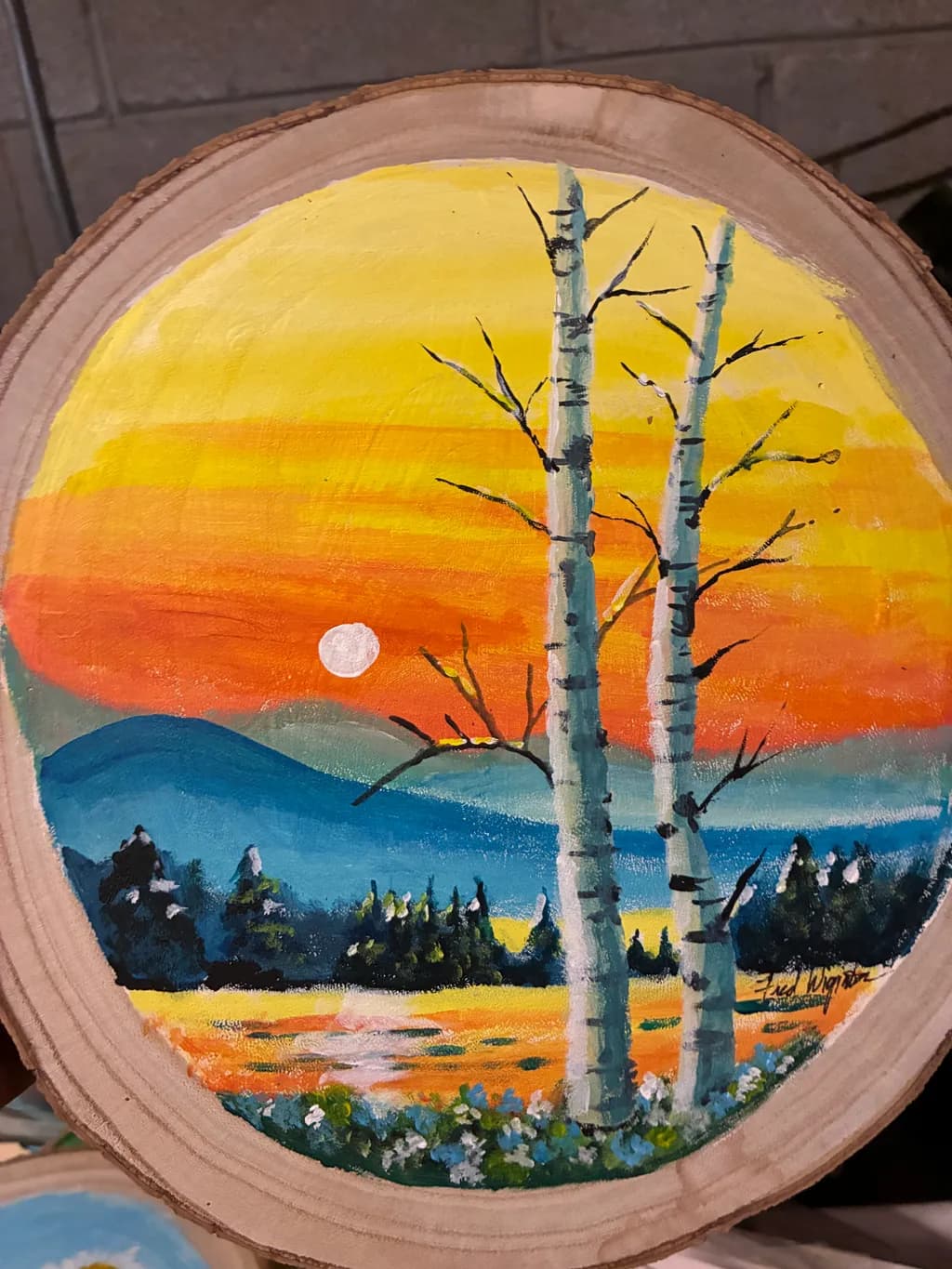 Sunset with Birch Trees