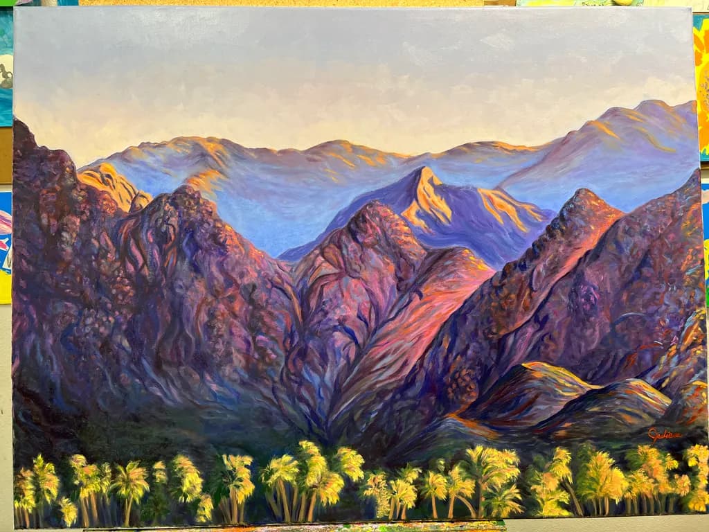 Sunset Mountains with Palms