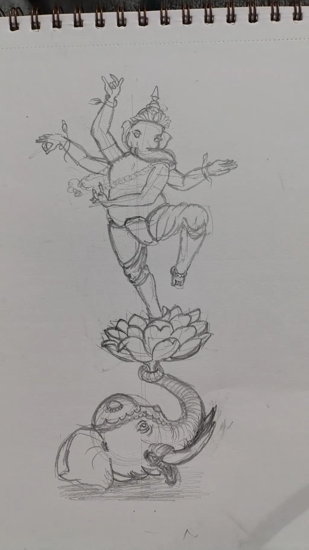 Dancing Elephant and Lotus