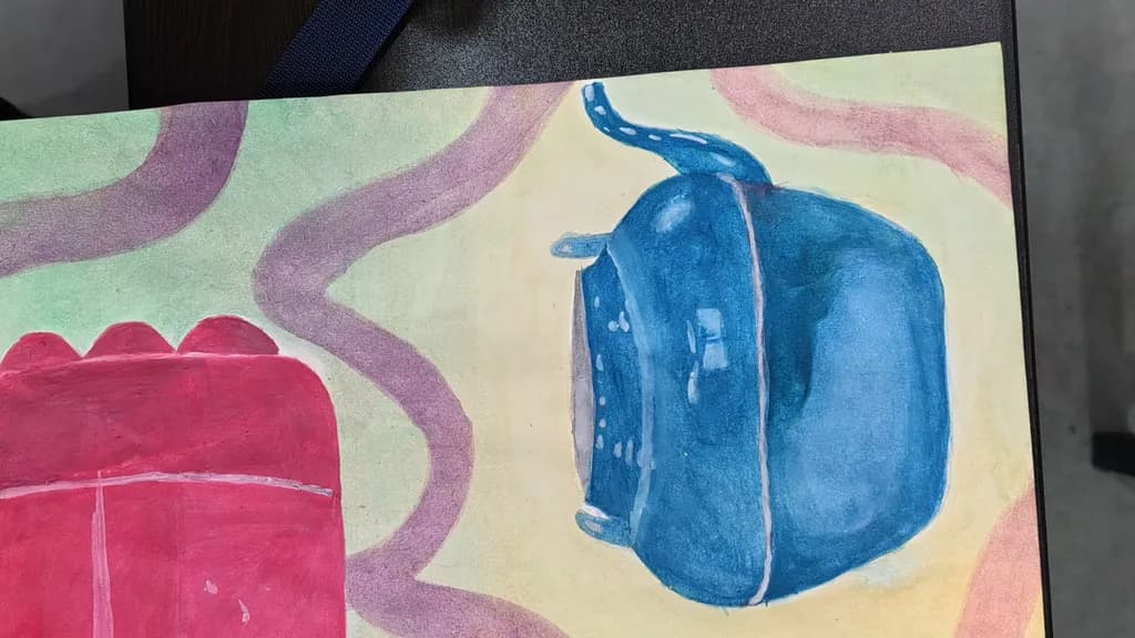 Blue Teapot and Red Bag