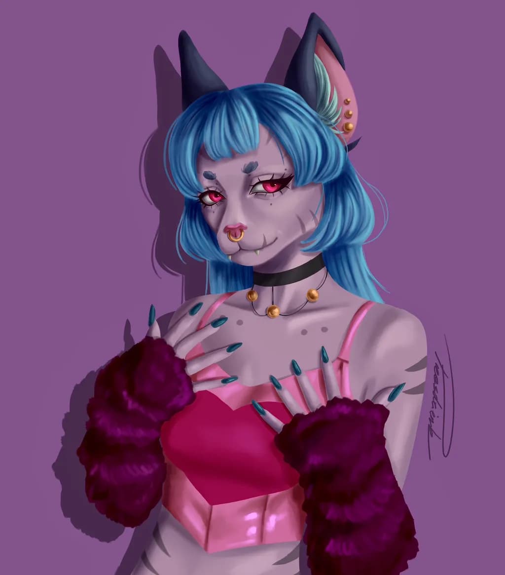 Blue-Haired Catgirl