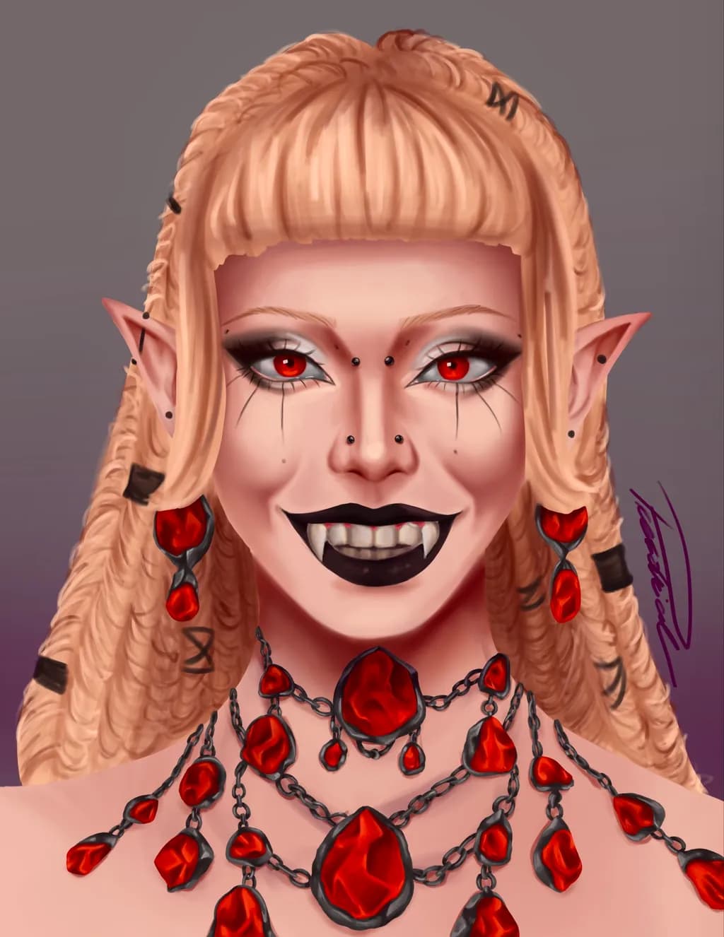 Vampire with Ruby Jewelry