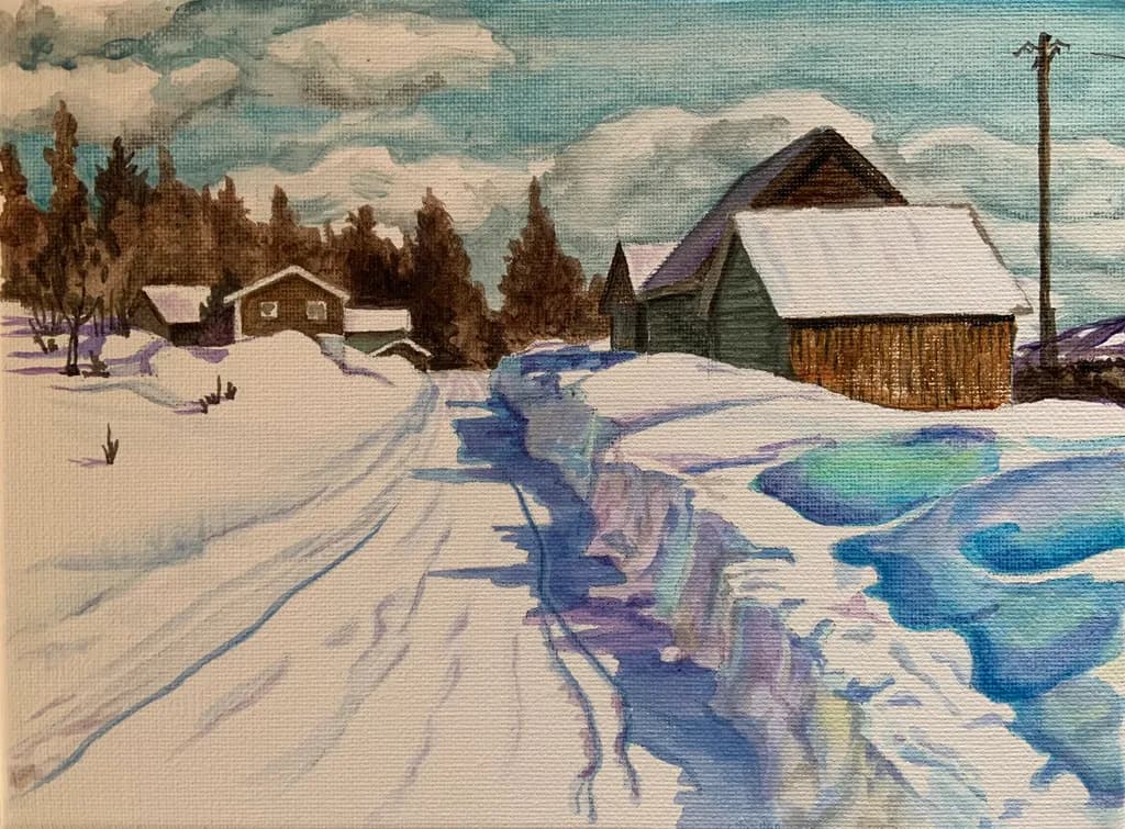 Snowy Barn Path