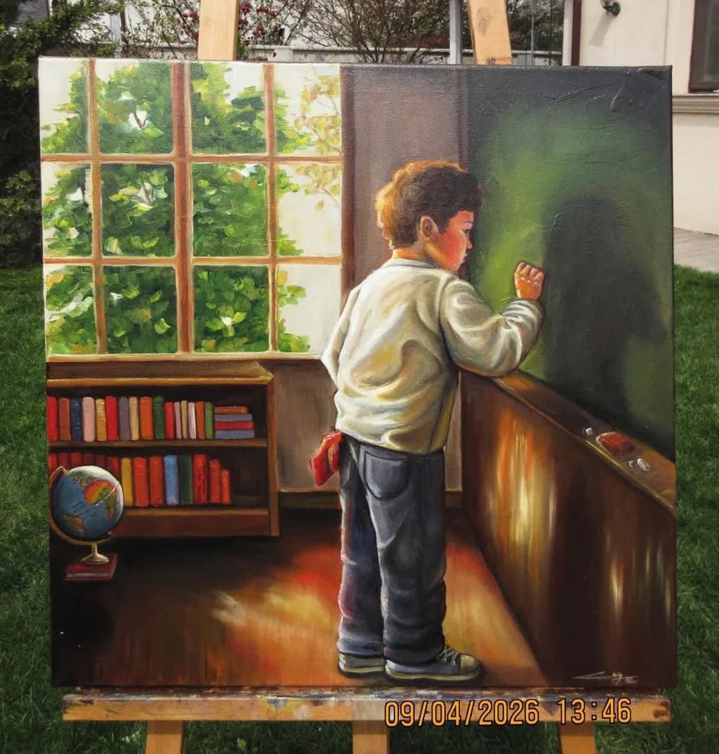 Boy at Chalkboard