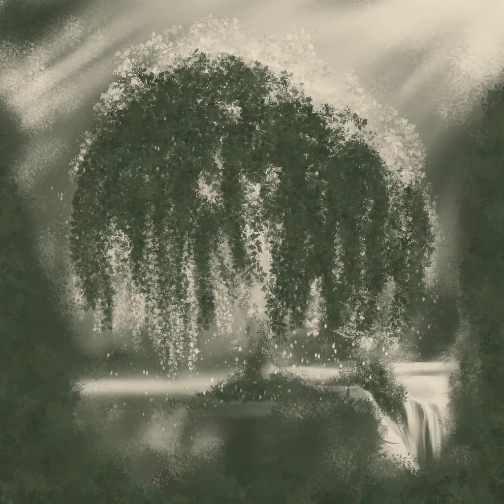 Forest Waterfall Mist