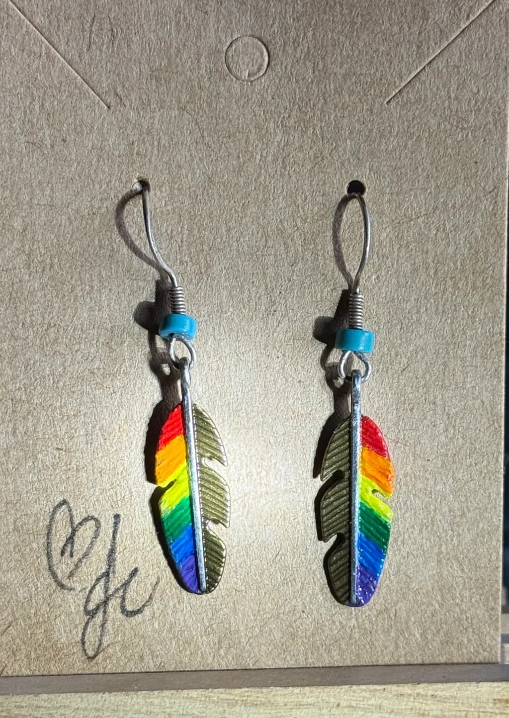 Rainbow Feather Earrings