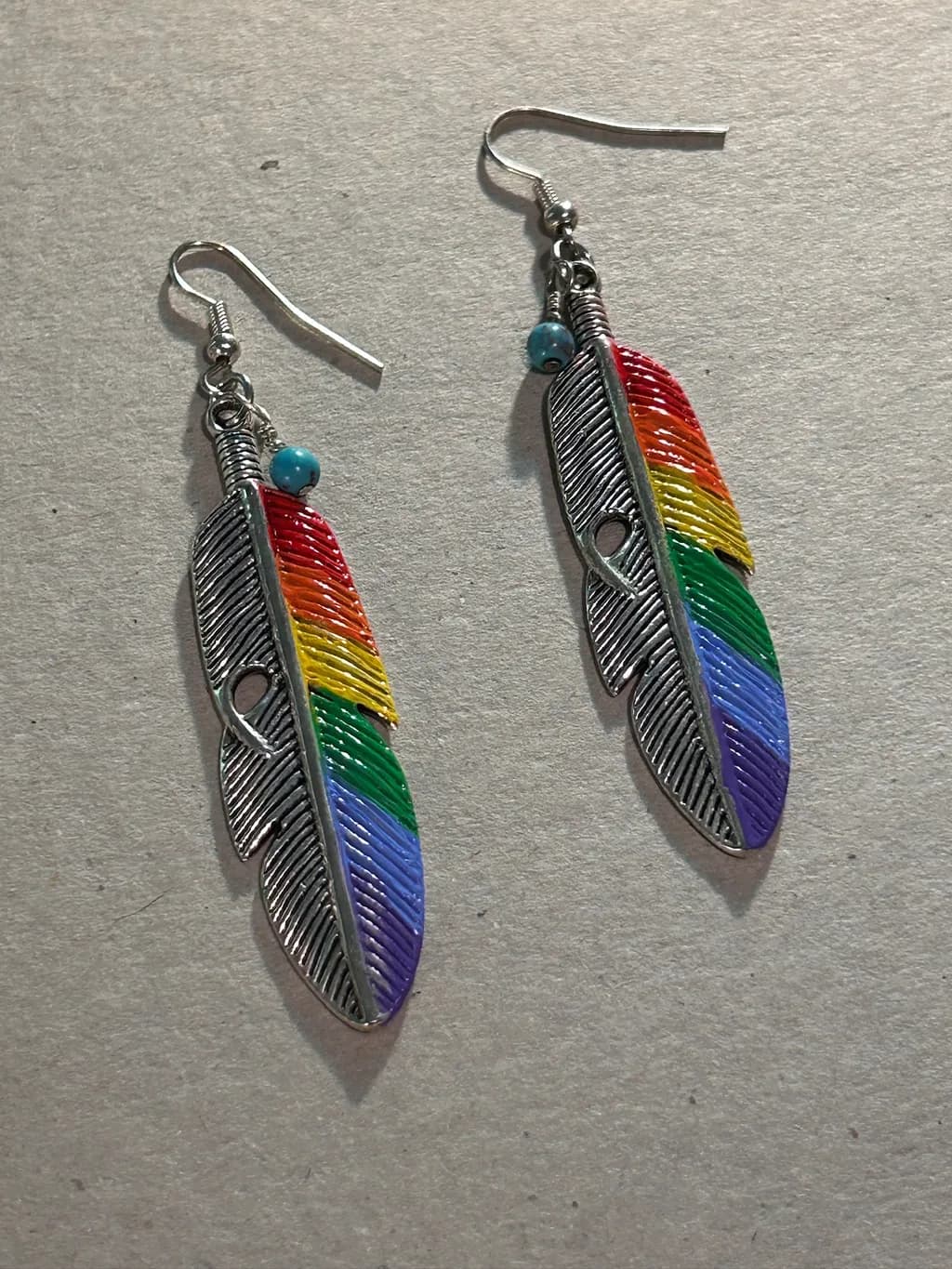 Rainbow Feather Earrings