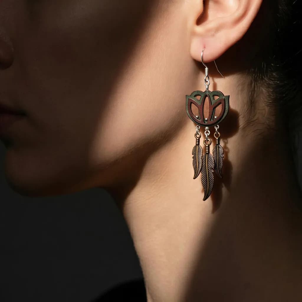 Ornate Feather Earring