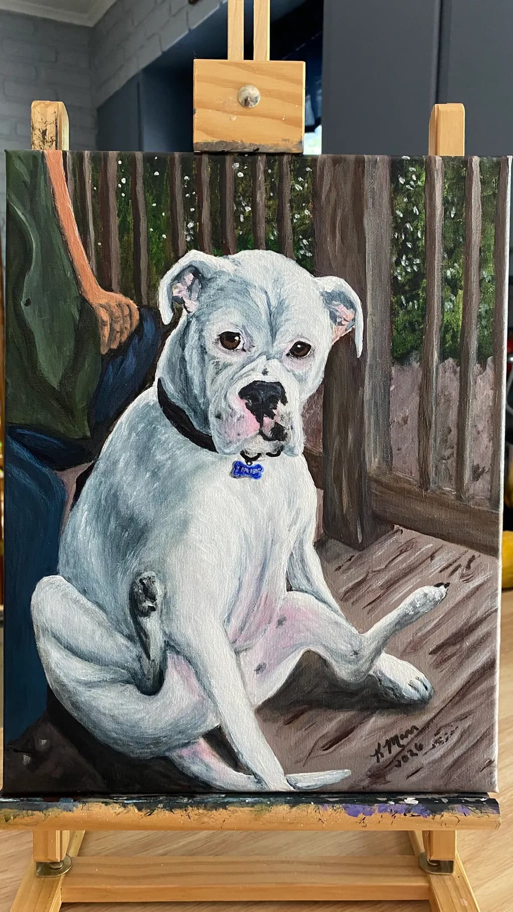 White Dog on the Deck