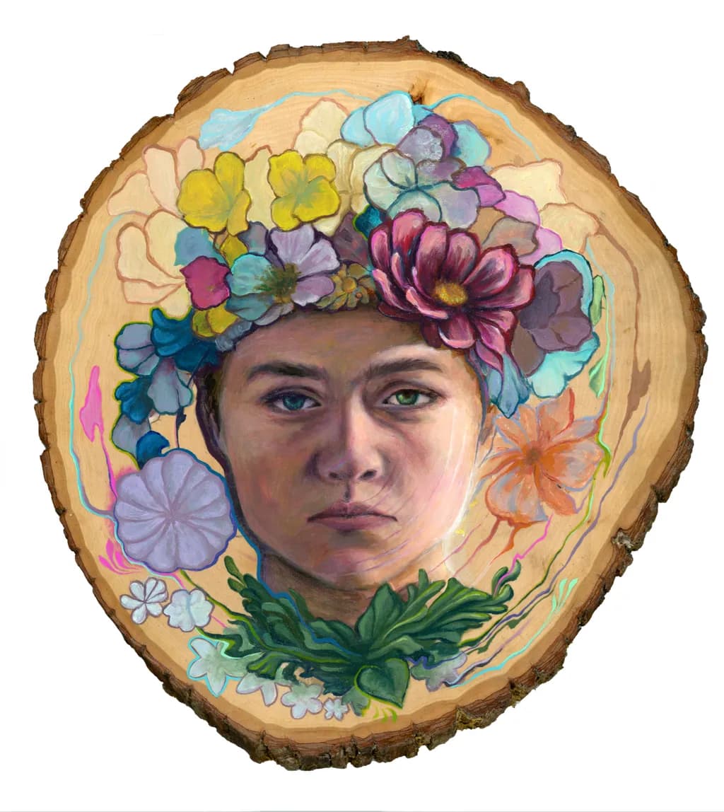 Floral Wood Portrait