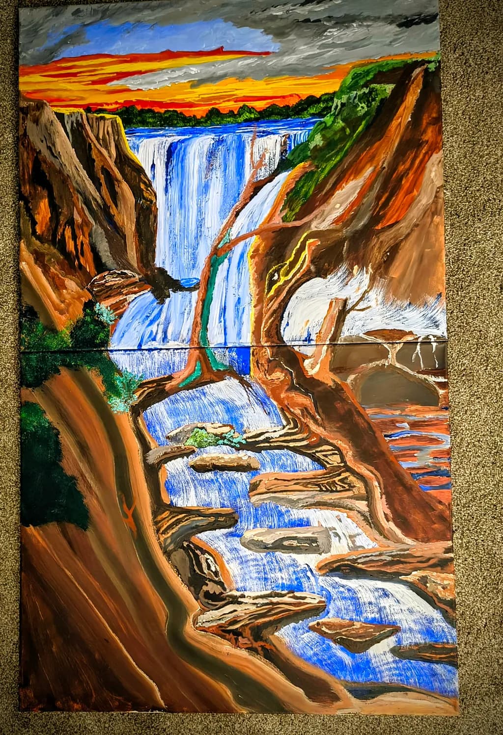 Canyon Waterfall Sunset