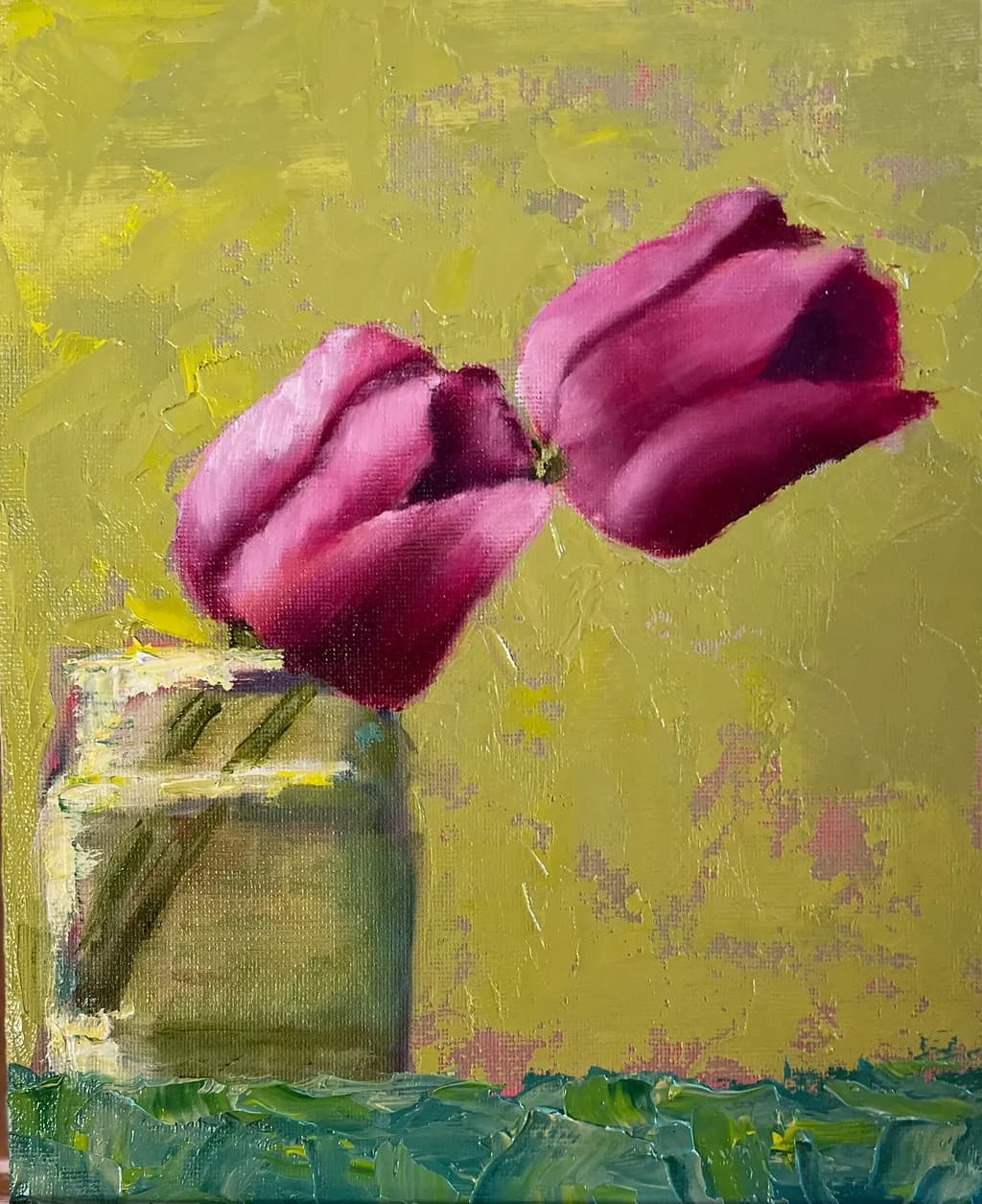 Magenta Blooms in Textured Still Life