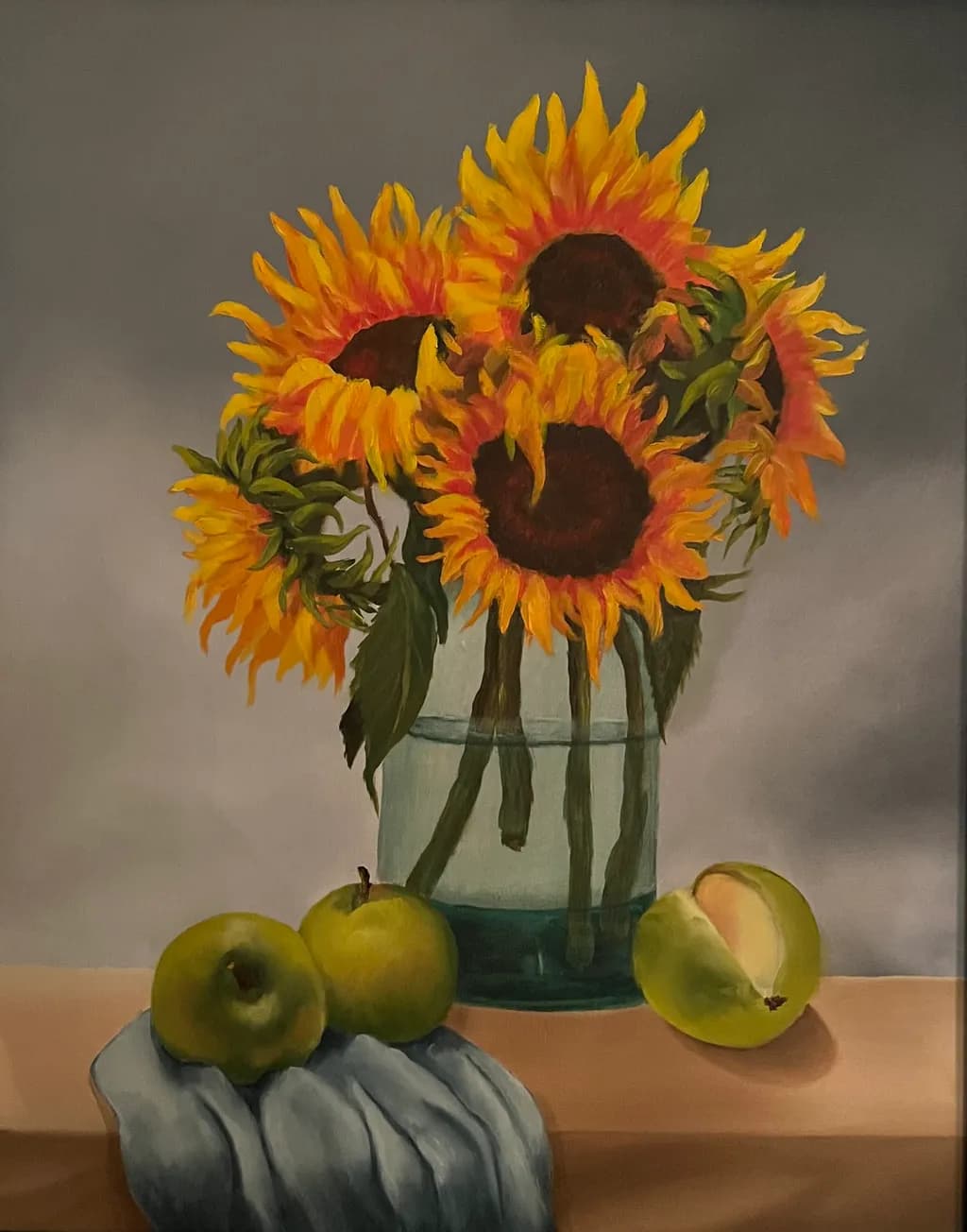 Sunflowers and Apples Still Life
