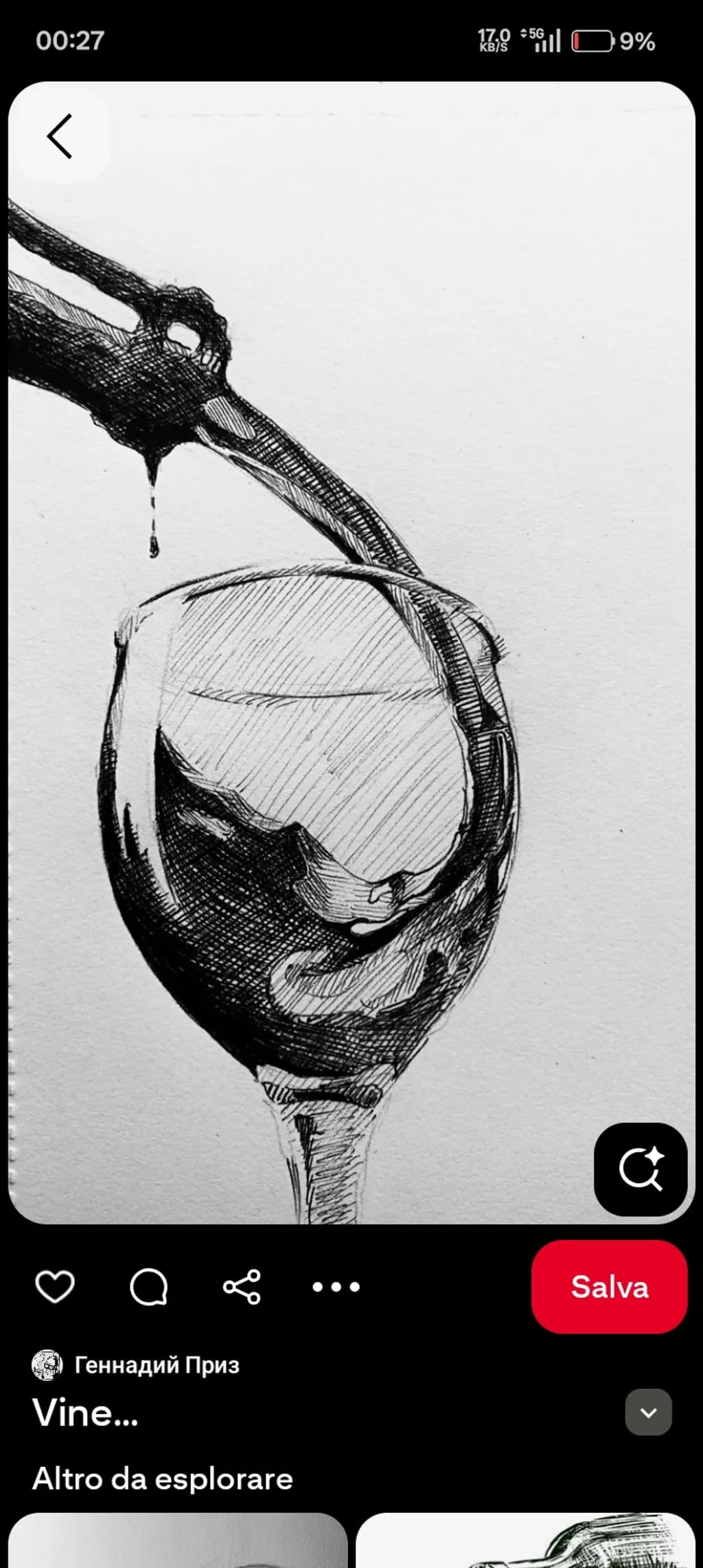 Ink-Drawn Wine Glass