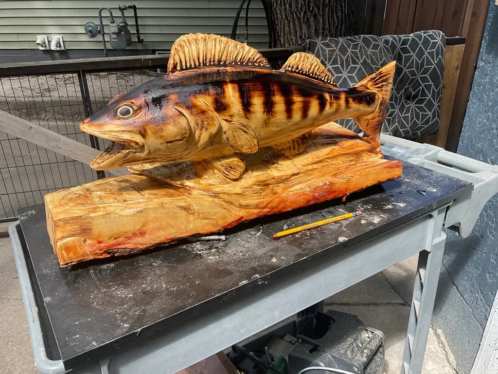 Carved Walleye Trophy