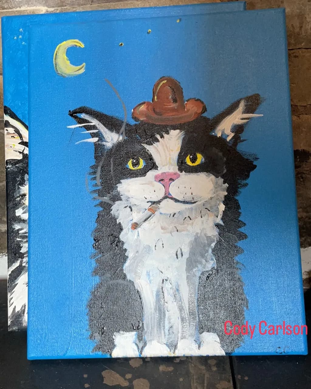 Moonlit Cat in a Hat
