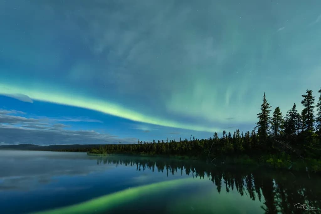 Aurora Over Forest Lake