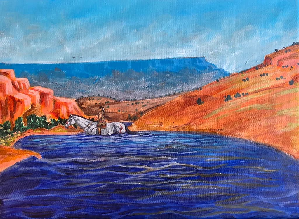 Rider by the Mountain Lake