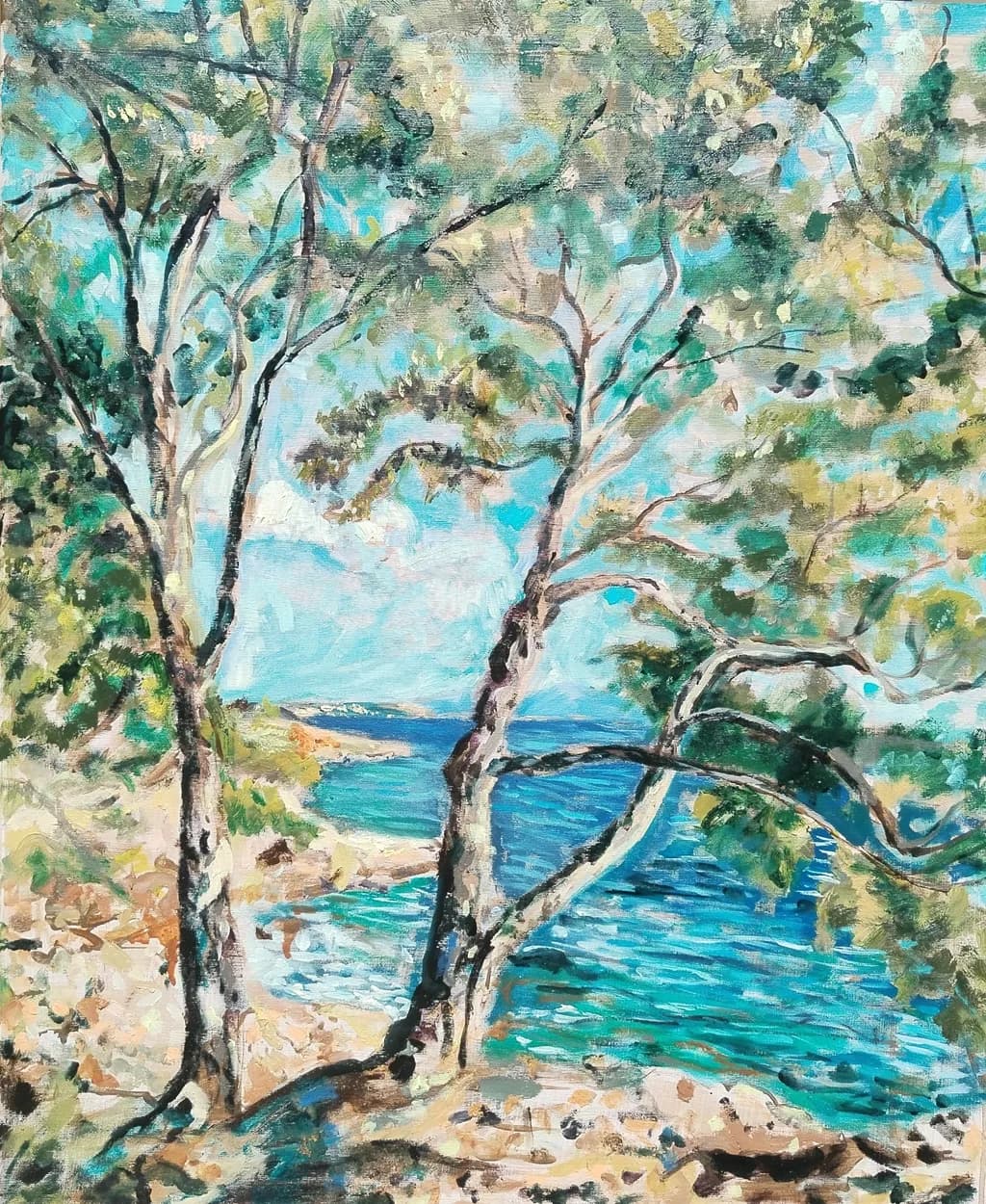 Coastal Trees and Blue Water
