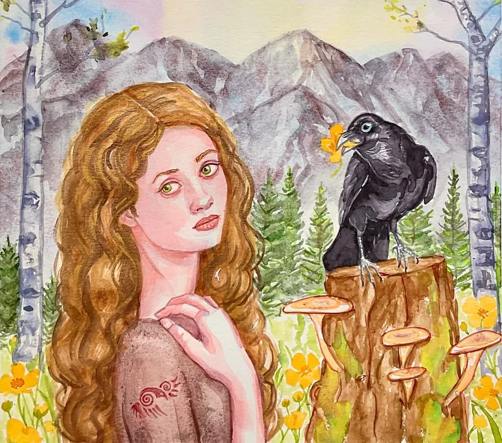 Mountain Girl and Raven