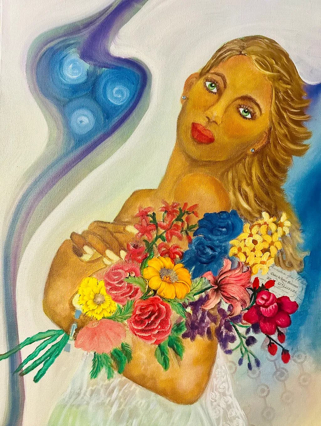 Floral Portrait in Blue