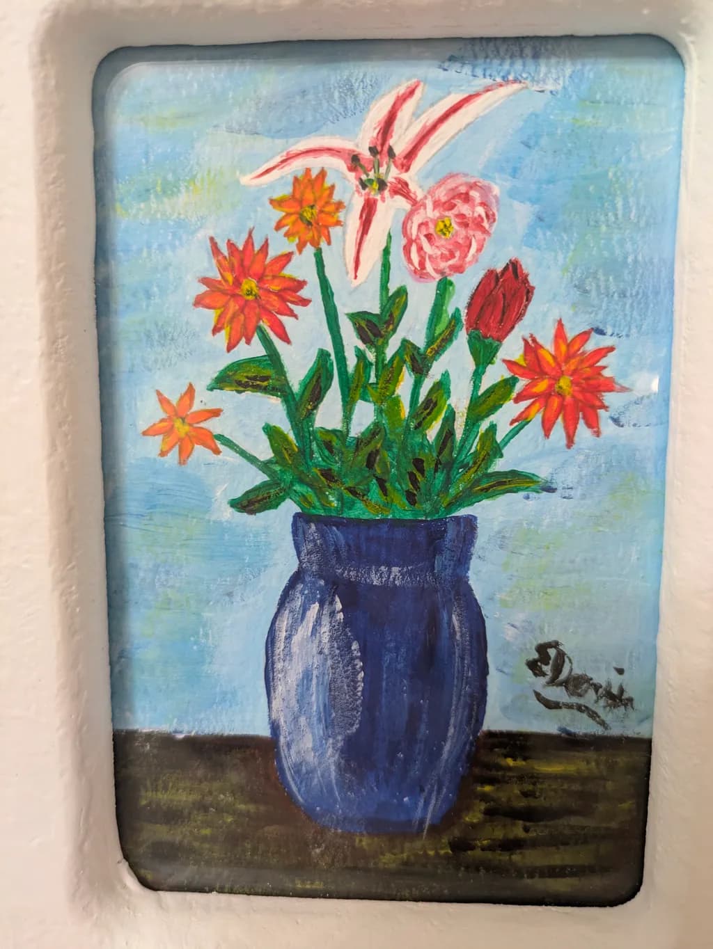 Flowers in a Blue Vase