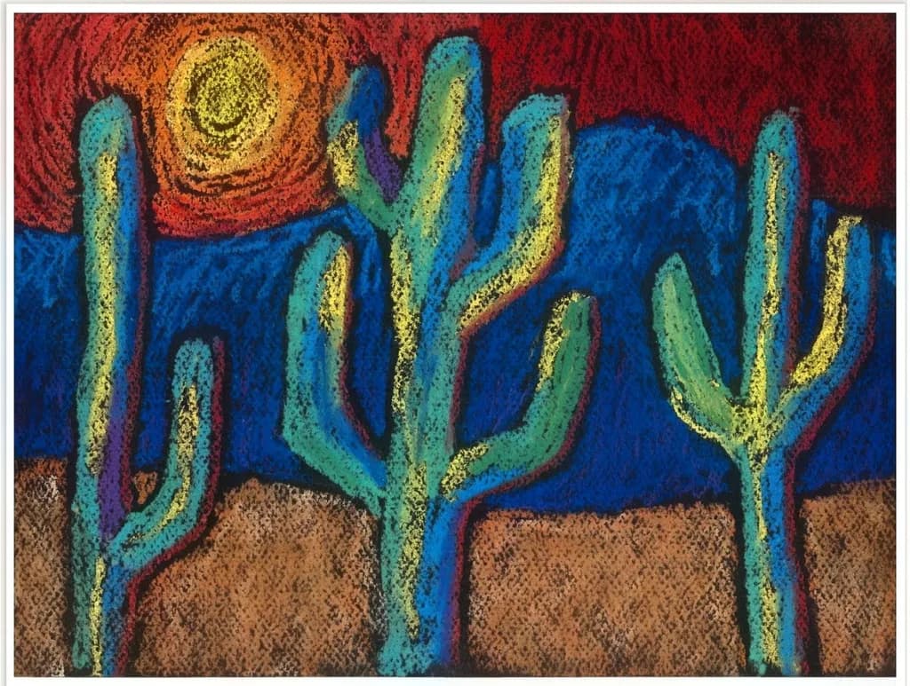 Abstract Cactus Desert Sunset