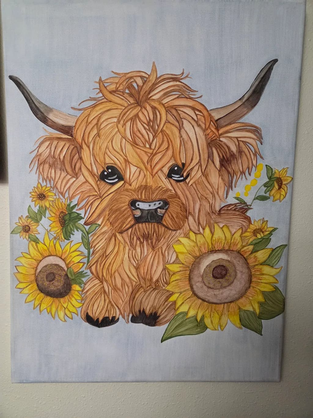 Sunflower Highland Cow