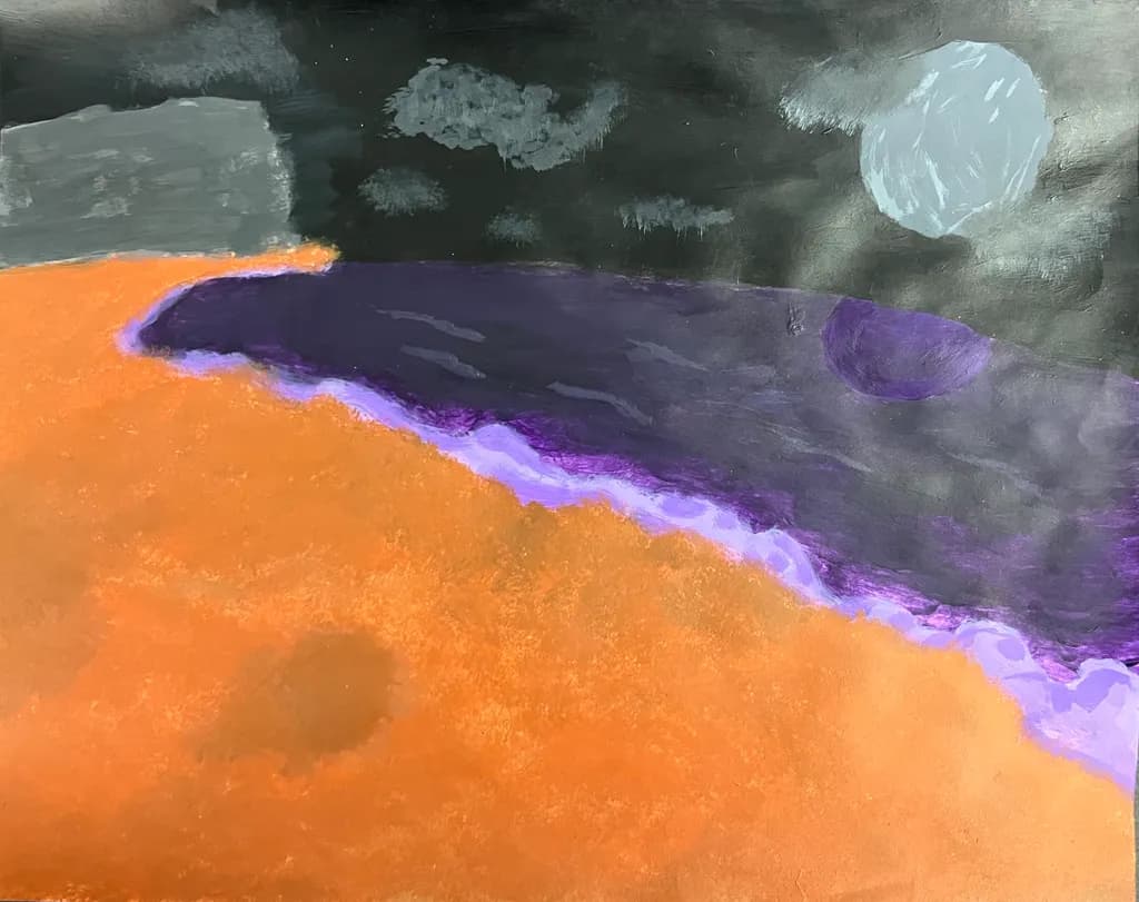 Lunar Shoreline in Orange and Violet