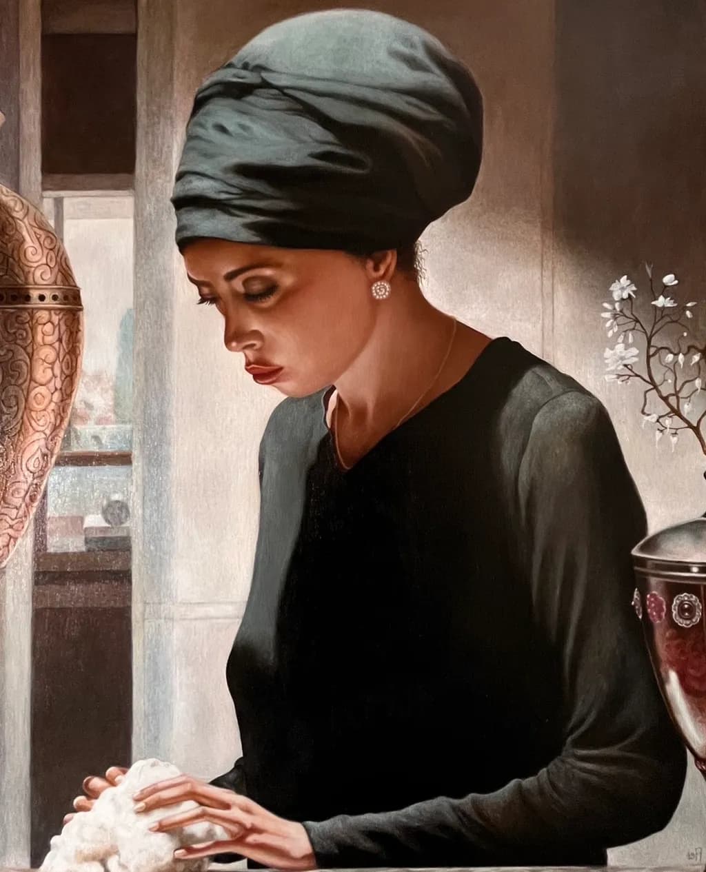 Woman in Black Turban