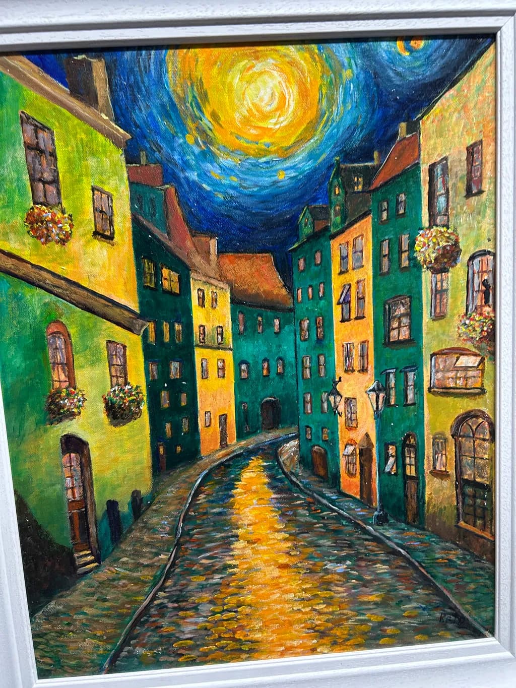 Moonlit Cobblestone Street