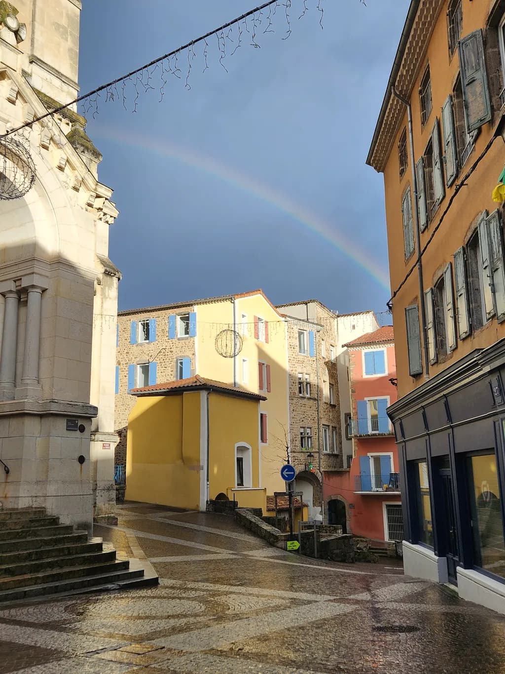 Rainbow Over Village Street