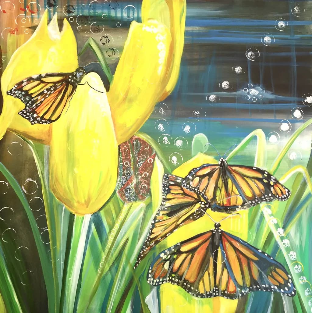Monarchs Among Tulips