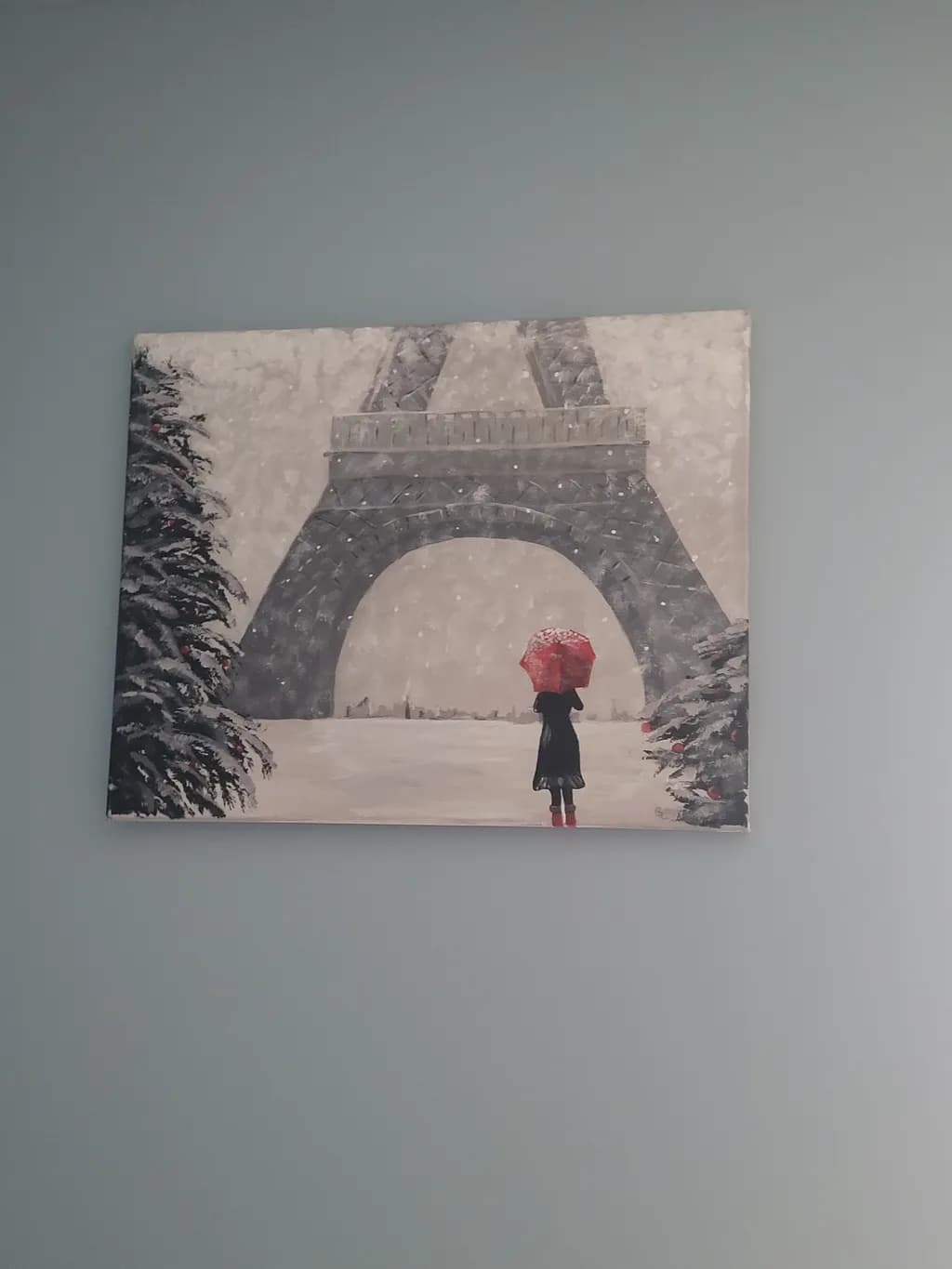 Red Umbrella at Eiffel Tower