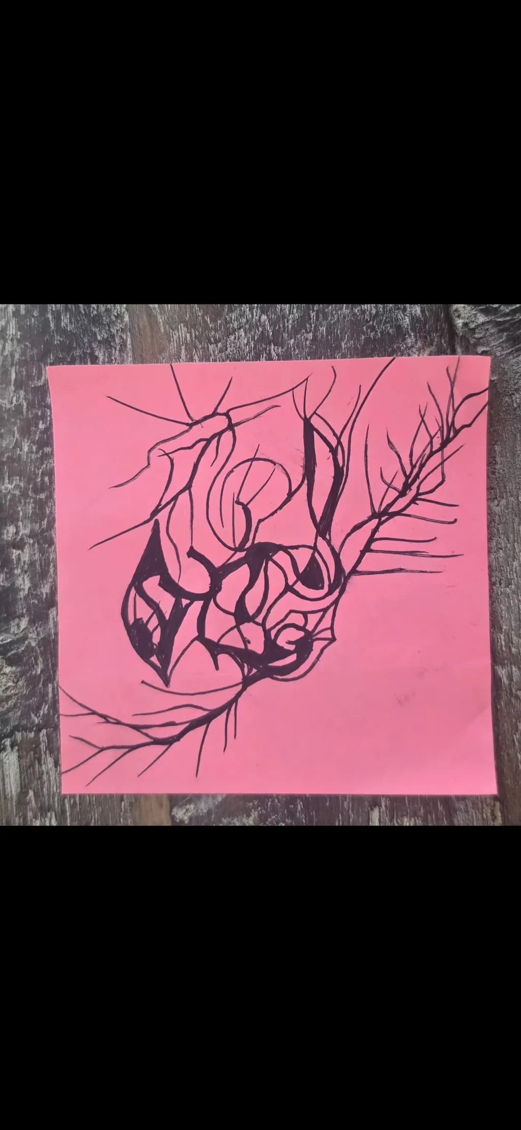 Pink Floral Ink Abstraction