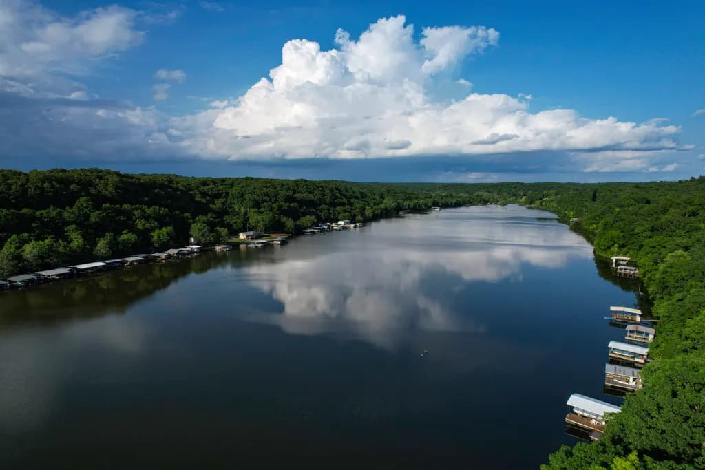 Cloud Reflections, Blue Boat, Lake of the Ozarks