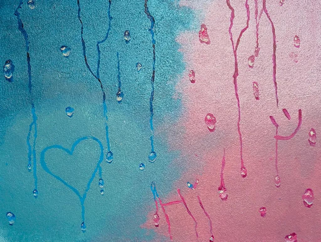 Heartfall in Blue and Pink