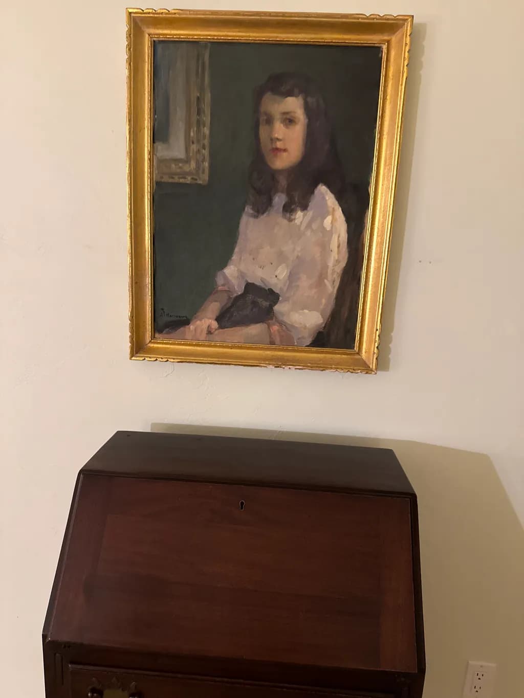 Girl with Black Cat Portrait